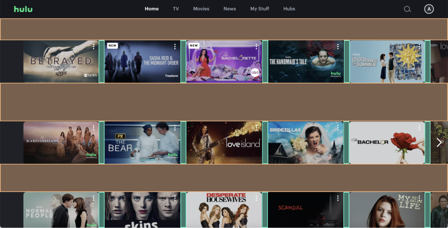 Hulu with white spaces between rows