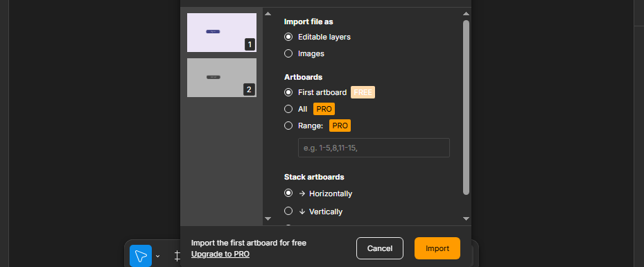 Illustrator file import options