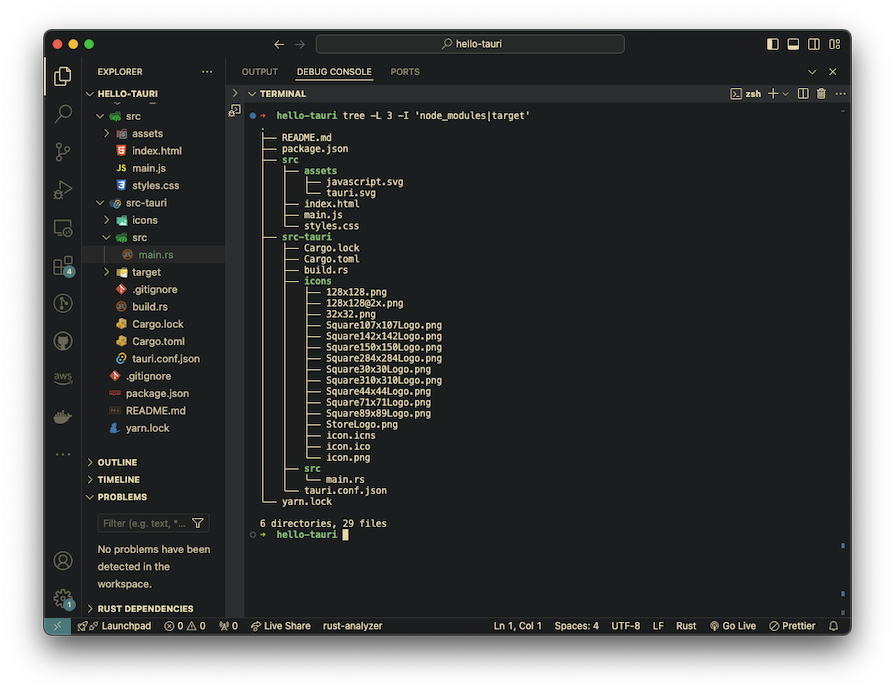 New Tauri Project Structure Shown In Developer Console