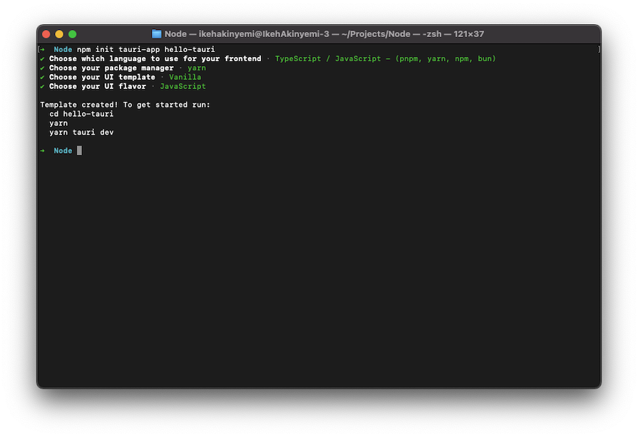 Project Setup Using Node And Tauri Command Line Interface