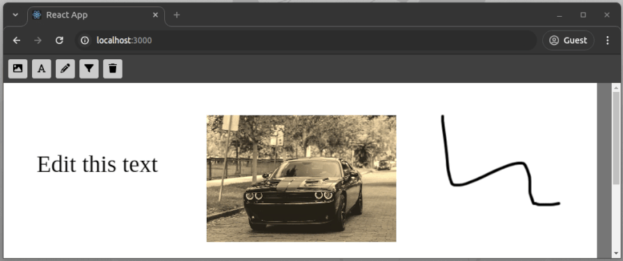 Applying a filter to an image and clearing the canvas in Fabric.js, demonstrating how filters affect images and how to reset the canvas.