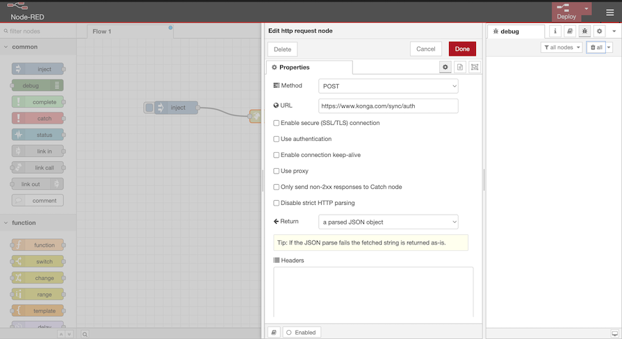 Configuration Of The HTTP Request Node