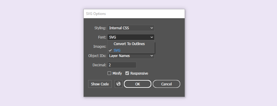 export SVG options in Illustrator