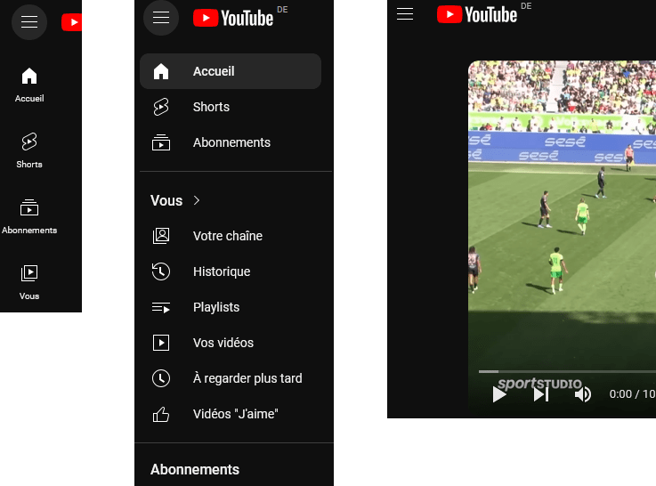 Hamburger Menu YouTube