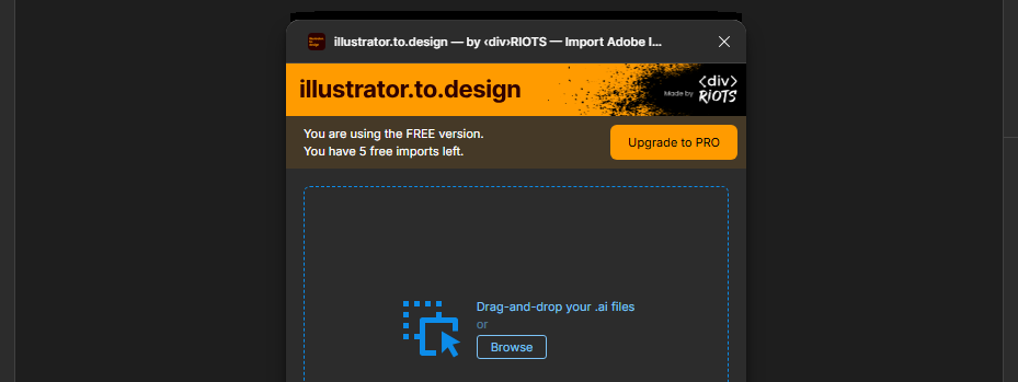 initial Illustrator.to.design plugin screen