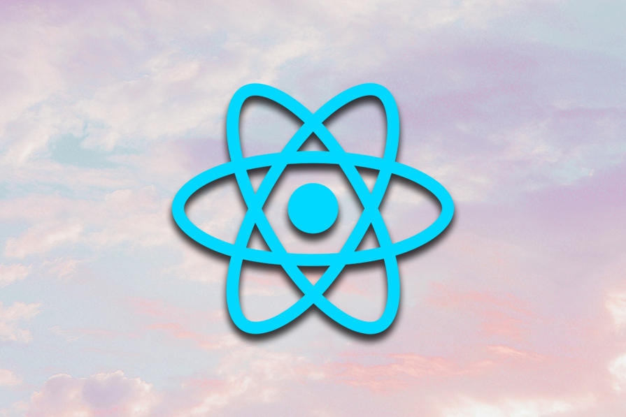 React logo displayed on a pastel sky background, representing the topic of migrating to React 19 using react-codemod.