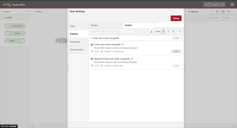 Node-Red-Node-Mongodb In The Node-RED Palette