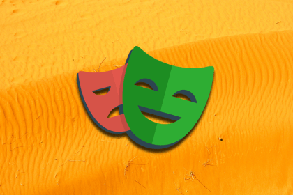 Comedy and tragedy masks symbolizing Playwright Extra's ability to extend Playwright with customizable plugins for both stealth and interactive browser automation tasks.