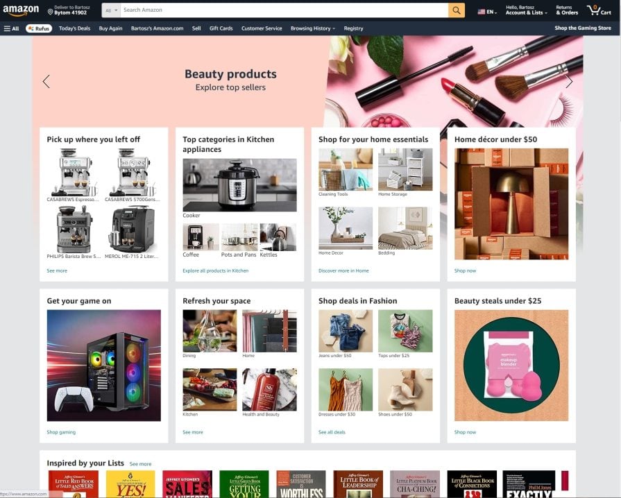 Amazon Hero Section Homepage Design for Ecommerce Example