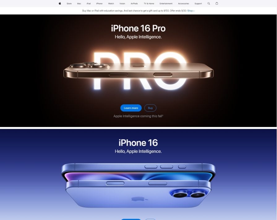 Apple Hero Section Homepage Design For Ecommerce