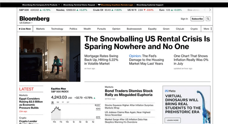 Bloomberg Web Brutalism Example