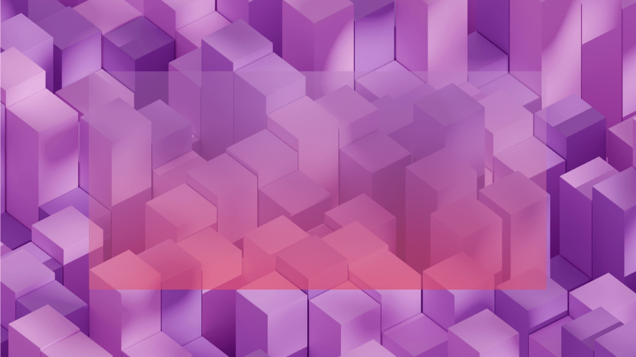 Purple and pink geometric cubes with a combination of blur, opacity, and color filter applied, demonstrating the CSS blur(), opacity(), and color backdrop-filter effects.
