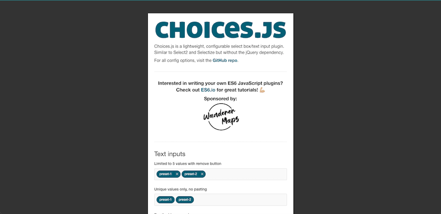 Choice.js Homepage