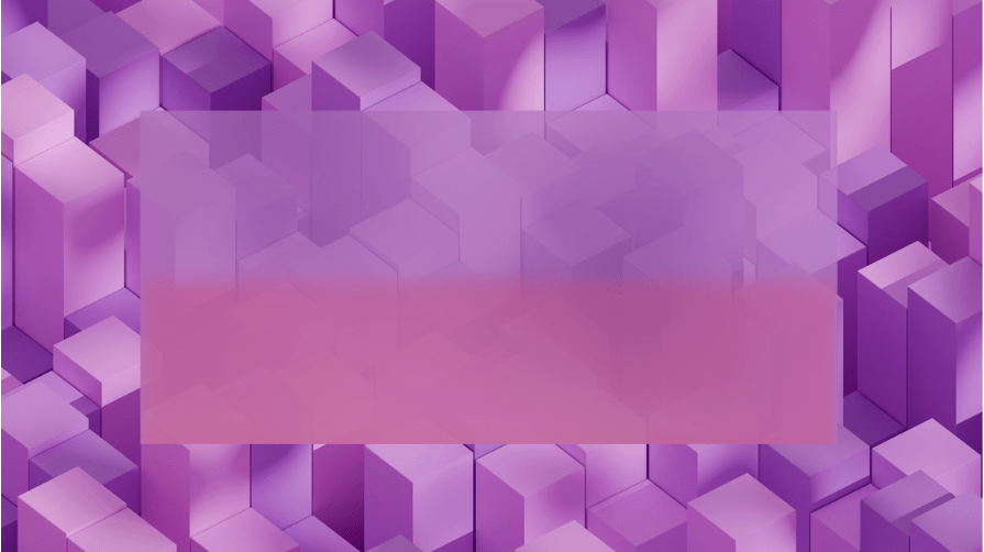 Purple and pink geometric cubes with a combined blur and opacity filter applied, creating a semi-transparent frosted glass effect, demonstrating the CSS blur() and opacity() backdrop-filter effects.