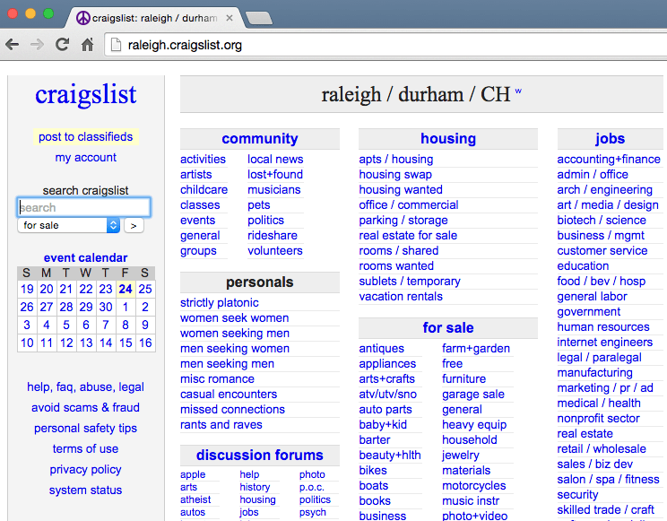 Craigslist Web Brutalism Example