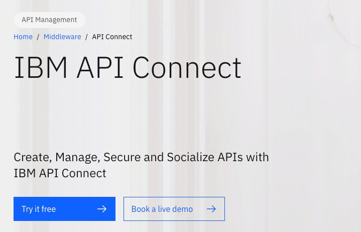 IBM API Connect Homepage