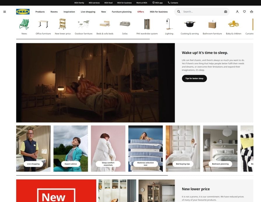 IKEA Navigation Homepage Design For Ecommerce