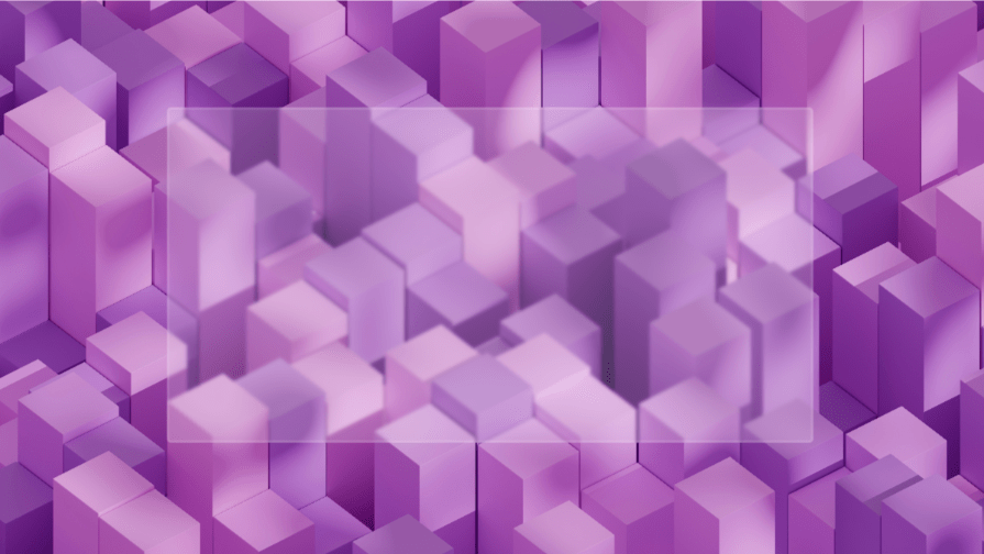 Purple and pink geometric cubes with a more intense frosted glass effect, showcasing a stronger blur using the CSS blur() function.