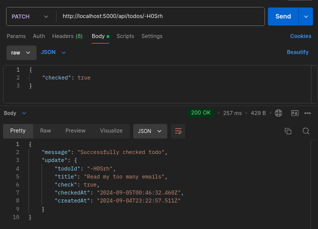 Route To Check A Todo Using An ID