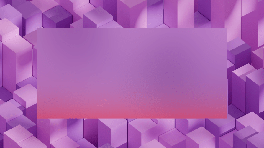 Purple and pink geometric cubes with a strong combination of opacity, blur, and color filter applied, demonstrating the CSS blur(), opacity(), and color backdrop-filter effects.