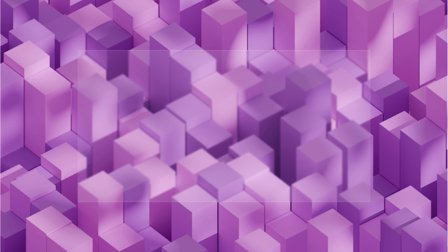 Purple and pink geometric cubes with a subtle frosted glass effect in the center, demonstrating a light blur using the CSS blur() backdrop-filter.