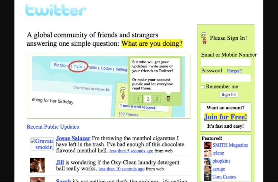 Twitter 2006 Desktop Design