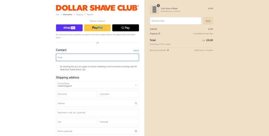 Ecommerce Subscription UX Design Dollar Shave Club