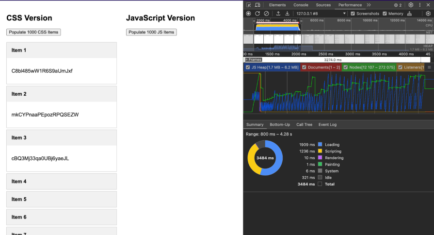 html:css Version Takes Approximately 1236ms For The Scripts To Load