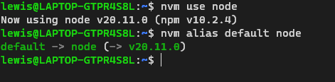 Returning To Node Version 20