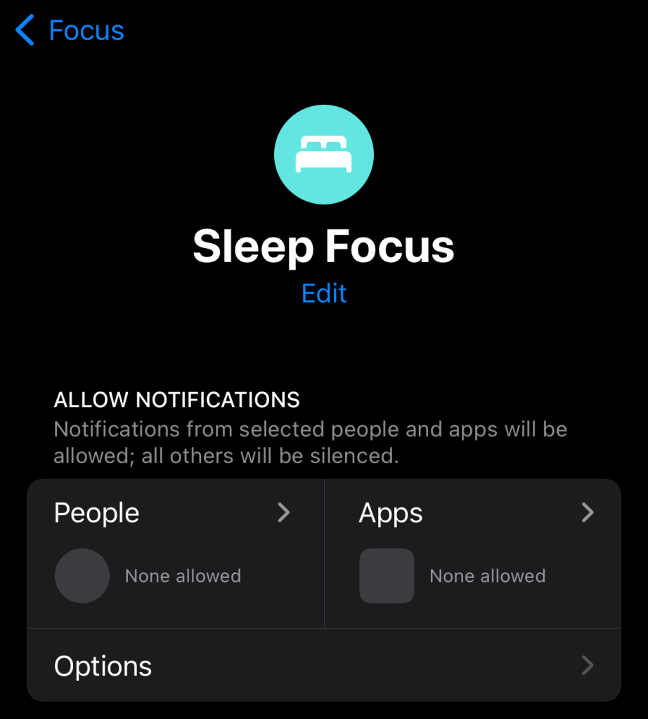 Apple Sleep Focus Example