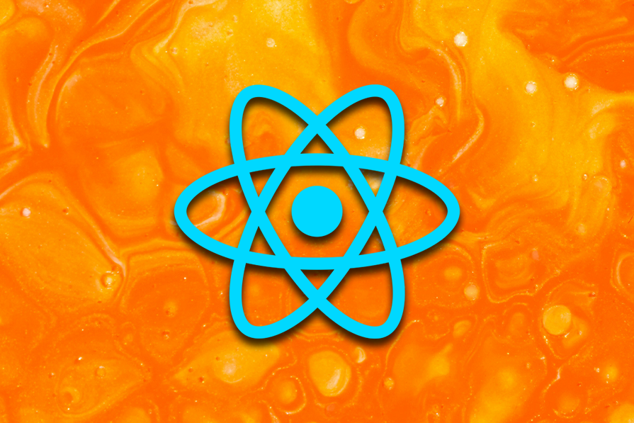 React logo on a bubbly orange background. Guide on building adaptive and responsive UIs in React Native for diverse devices.