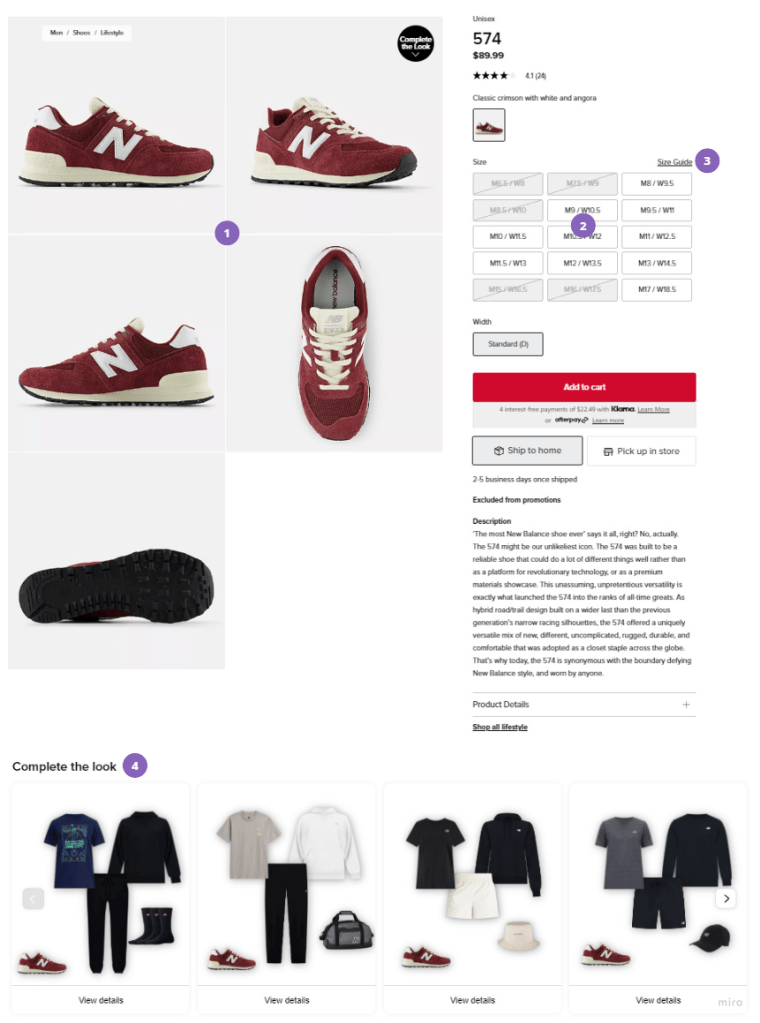 New Balance Product Page Design