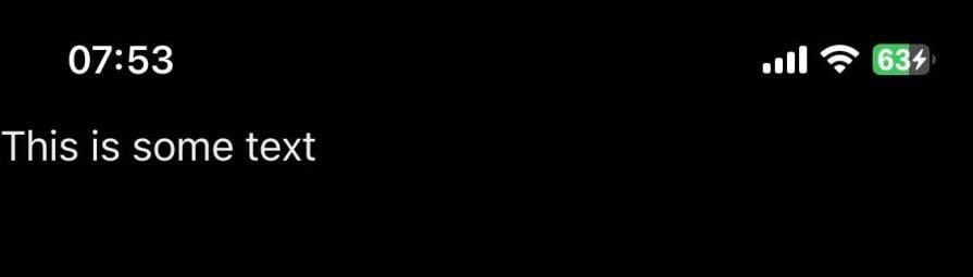 Screenshot showing text positioned within the safe area in React Native, properly aligned to avoid status bar overlap.