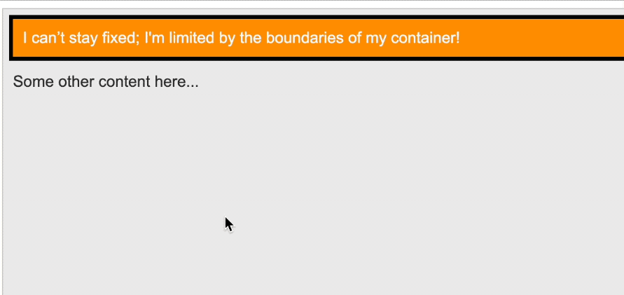 A GIF showing a sticky element constrained by the boundaries of its container.
