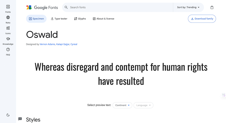 downloading the oswald font