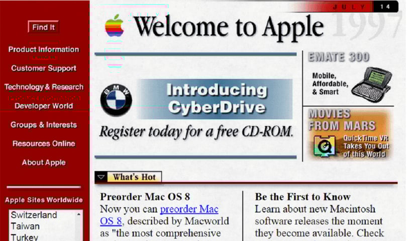 Apple Late 1990s Homepage