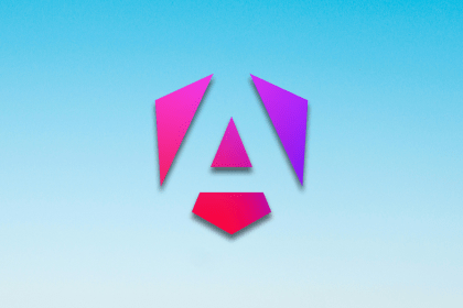 Angular icon over blue background