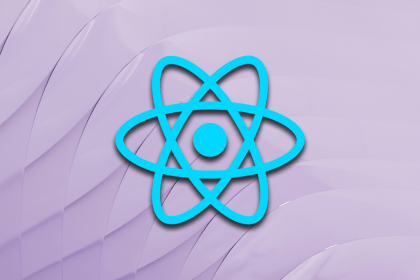 React logo over lavender background