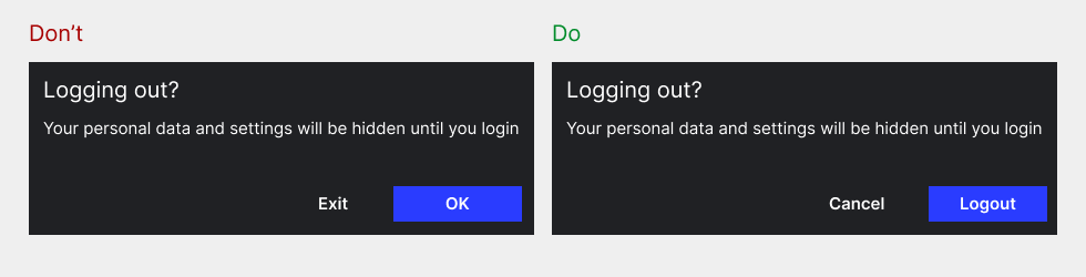 Labels In Confirmation Dialog Designs