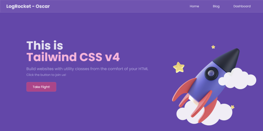 screenshot of theme in action tailwind css