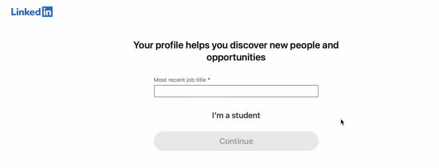 LinkedIn Complete Your Profile UI