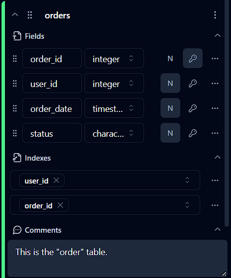 adding annotations in the chartdb editor