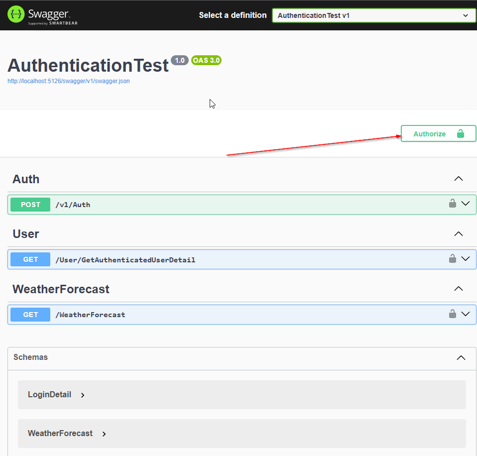 Running An Authentication Test In Our Swagger UI