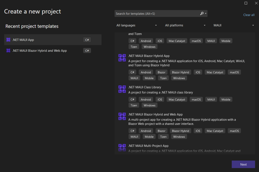 blazor templates in vs code net maui 9