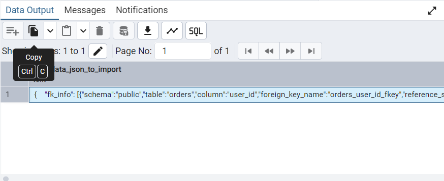 copy JSON output to keyboard