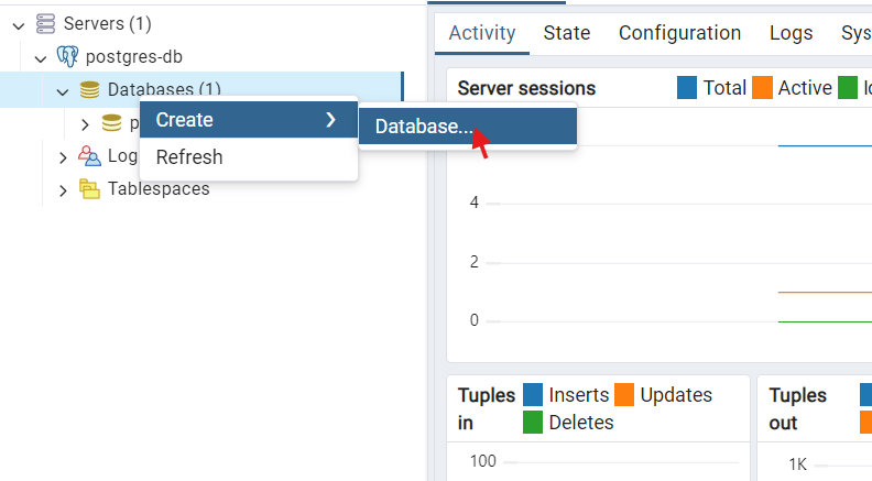 creating a database in chartdb