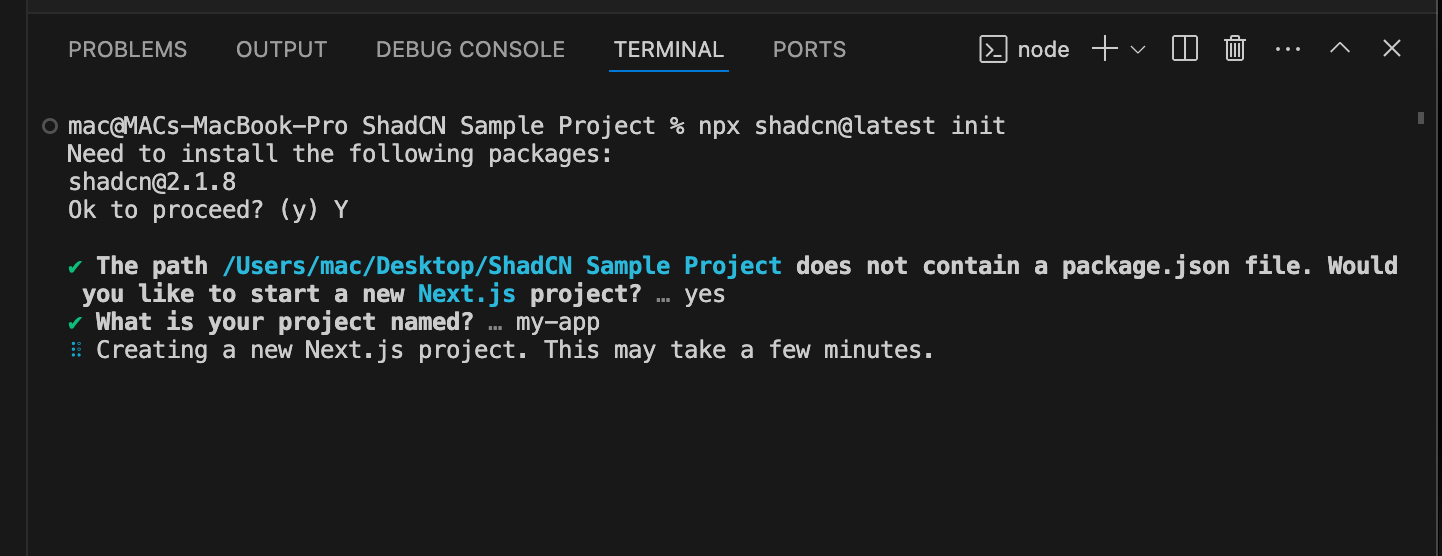 customize shad cn components terminal