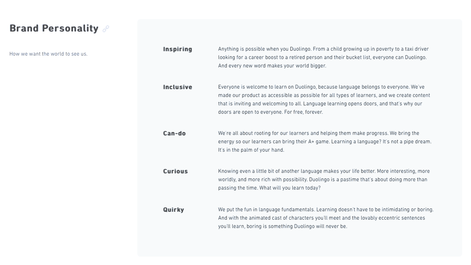 Duolingo's Brand Personality Principles