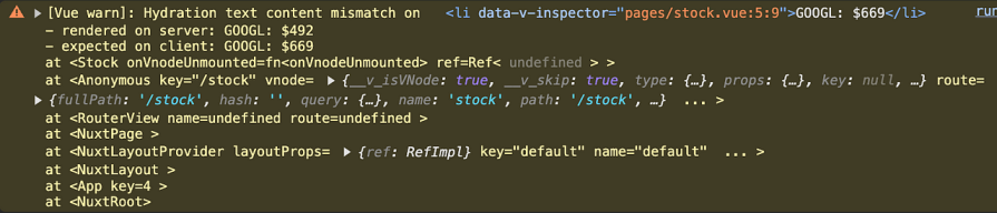 hydration mismatch warning