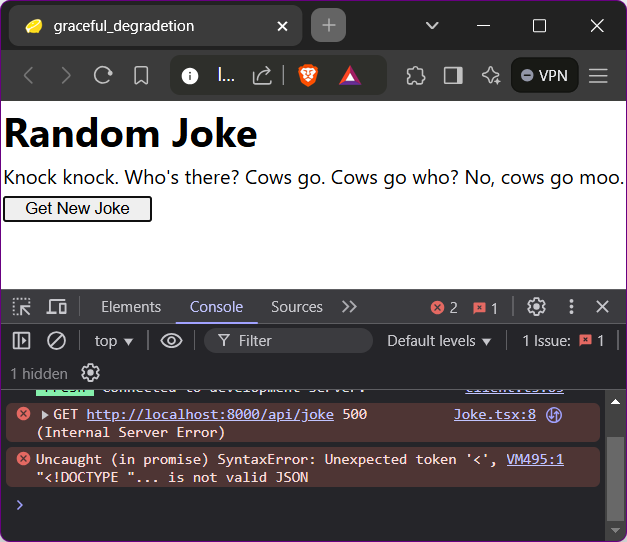 Random Joke Generator With A Frontend Failure